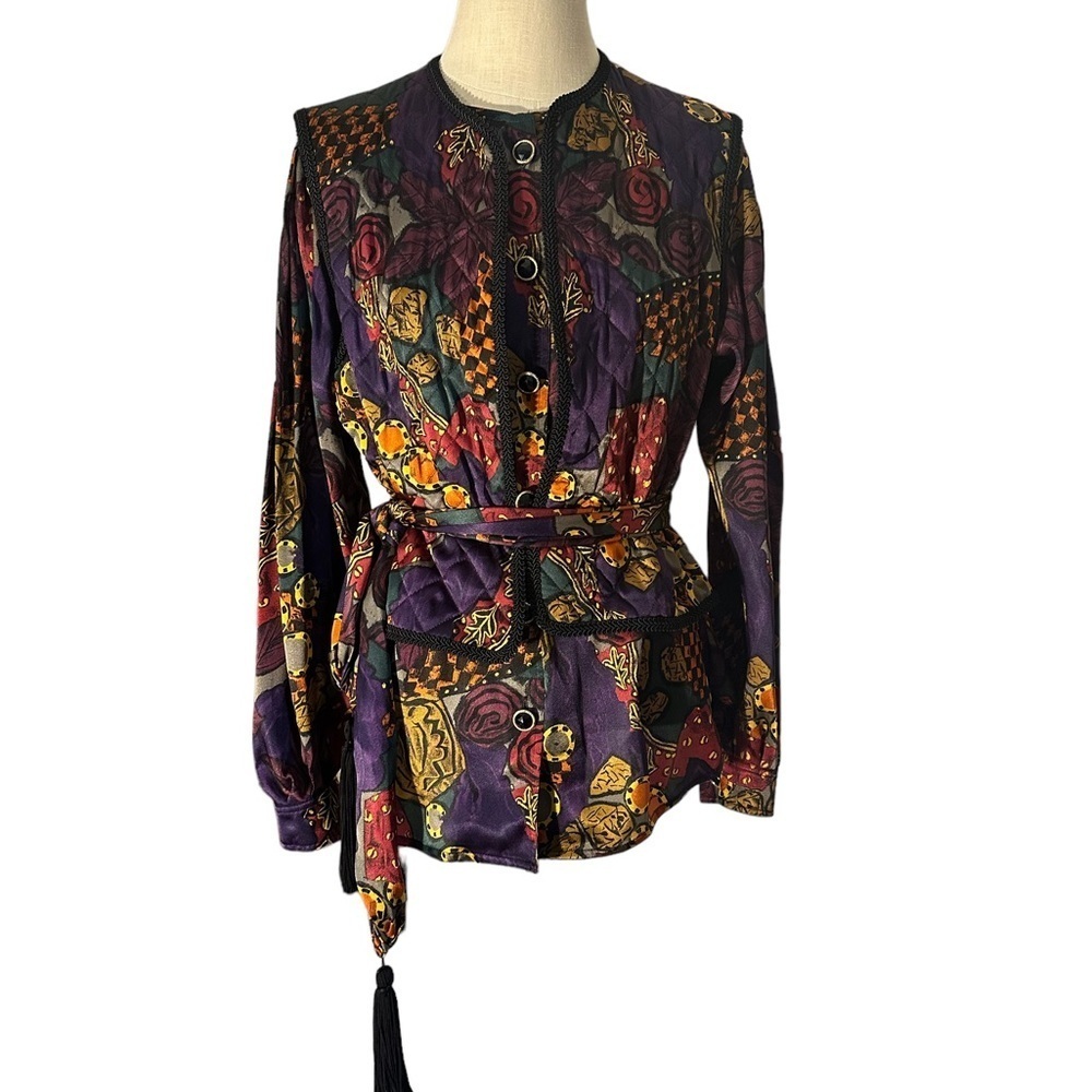 Awesome 3 piece Vintage Jaeger Silk and Acetate Blouse Vest Set